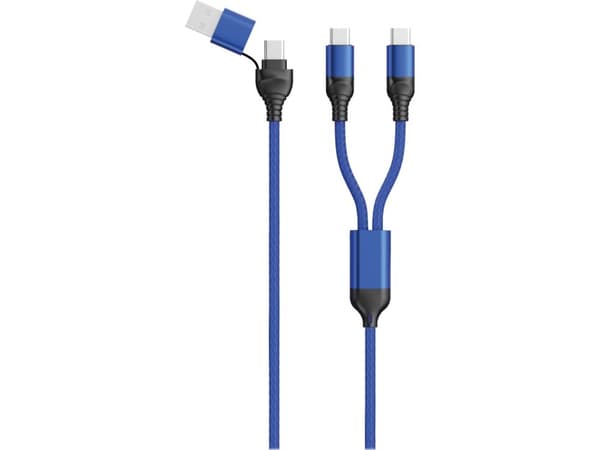 2GO 797366, 1,2 m, USB A/USB C, 2 x USB C, Sort, Blå