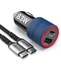 Miniatyrbild 1 av 2: 83W Snabbladdare, för smartphone och dator till bil +100w USB-C kabel, QC 3.0