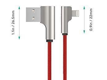 CB-AL01 Red OEM nylon USB - Lightning cable | 2m | 90 degree prongs | MFi certification
