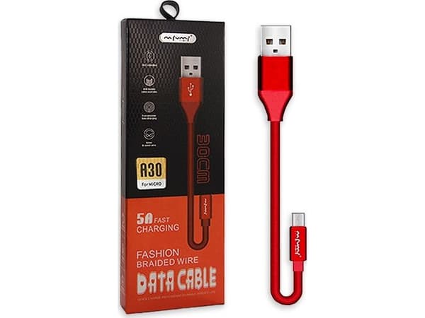 Nafumi USB-A - microUSB-kabel 0,3 m Röd (25905)