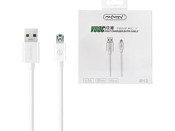 Nafumi USB-A - microUSB USB-kabel 1 m Hvit (26635)