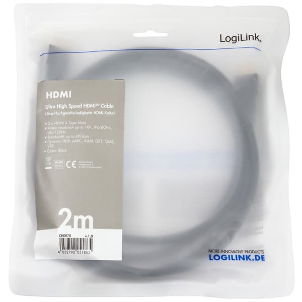 LogiLink HDMI-kabel Ultra High Speed 2 m