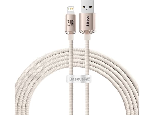 Baseus Crystal Shine Series USB - Lightning 2.4A 20W 2m pink cable (CAJY001204)