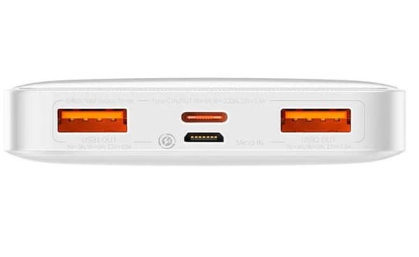 Baseus PPBD050502, 10000 mAh, Lithium Polymer (LiPo), Adaptive Fast Charging, 20 W, Hvit