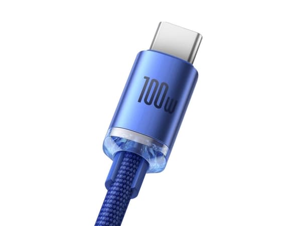 Baseus Crystal Shine, 1,2 m, USB A, USB C, 0,48 Gbit/s, Blå