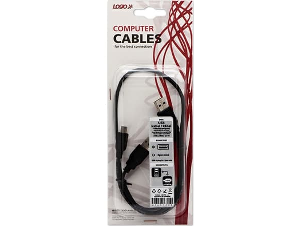 USB Logo USB-A - microUSB + USB-A-kabel 0,6 m Svart