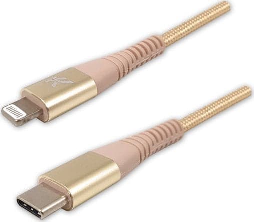 USB cable USB cable (2.0), USB C M - Apple Lightning C94 M, 1m, MFi certificate, 5V/3A, gold, Logo, box, nylon braid, aluminum cover with
