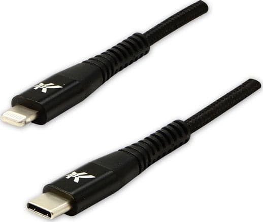 USB cable USB cable (2.0), USB C M - Apple Lightning C94 M, 2m, MFi certificate, 5V/3A, black, Logo, box, nylon braid, aluminum cover