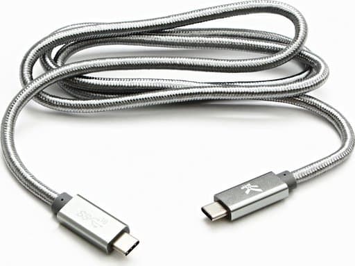 USB cable USB cable (3.2 gen 2), USB C M - USB C M, 1m, Power Delivery 100W, 10 Gb/s, 20V/5A, silver, Logo, box, nylon braid, aluminum