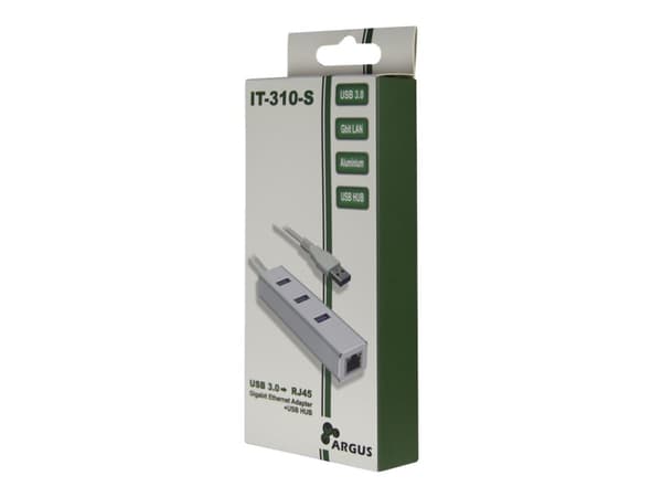 Argus IT-310-S - Hubb - 3 x SuperSpeed USB 3.0 + 1 x 10/100/1000 - skrivbordsmodell
