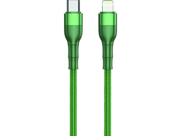2GO 797312, 1 m, Lightning, USB C, Hankontakt, Hankontakt, Grön