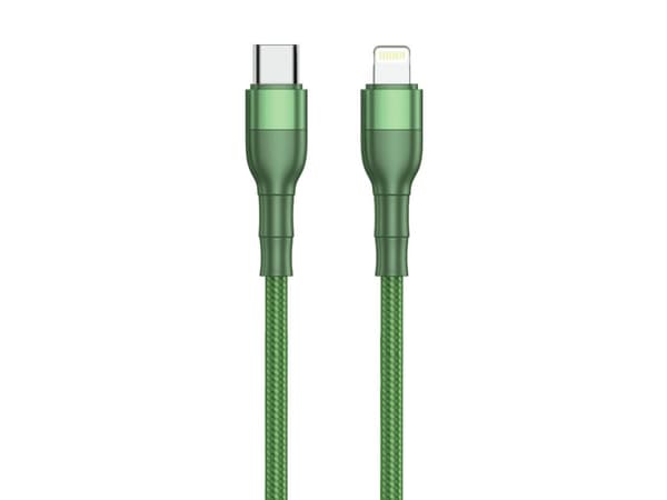 2GO 797312, 1 m, Lightning, USB C, Hankontakt, Hankontakt, Grön
