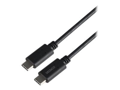 DELTACO - USB-kabel - USB-C (hane) till USB-C (hane) - 5 A - 1 m - svart