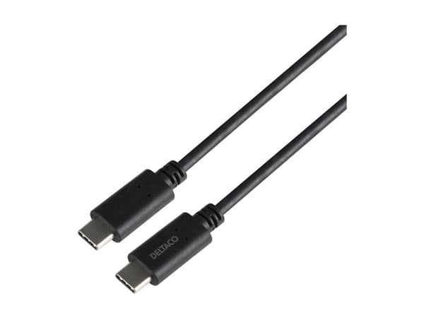 DELTACO - USB-kabel - 24 pin USB-C (hane) till 24 pin USB-C (hane) - USB 3.1 Gen 2 - 1 m - USB-strömleverans (5A, 100W) - svart