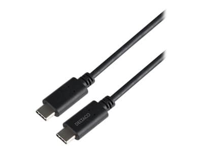 DELTACO - USB-kabel - 24 pin USB-C (hane) till 24 pin USB-C (hane) - USB 3.1 Gen 2 - 1 m - USB-strömleverans (5A, 100W) - svart