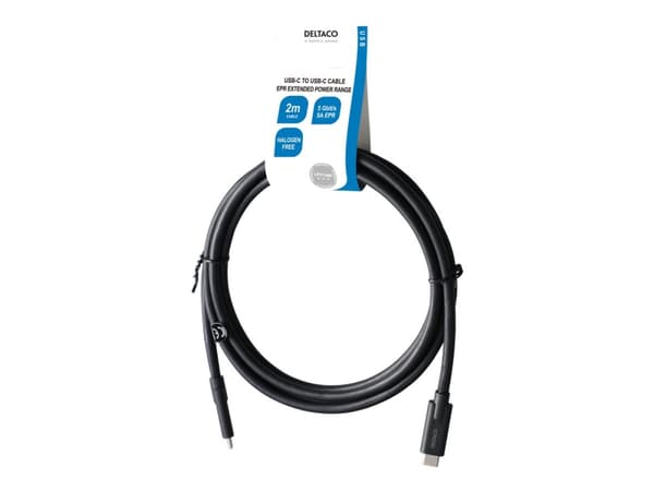 DELTACO USB3.2 gen1, USB-C - USB-C, 5A EPR, 2m, black