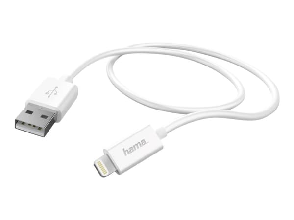 Hama Basic Line Charging/Data Cable - Lightning-kabel - Lightning hann til USB hann - 1 m - hvit