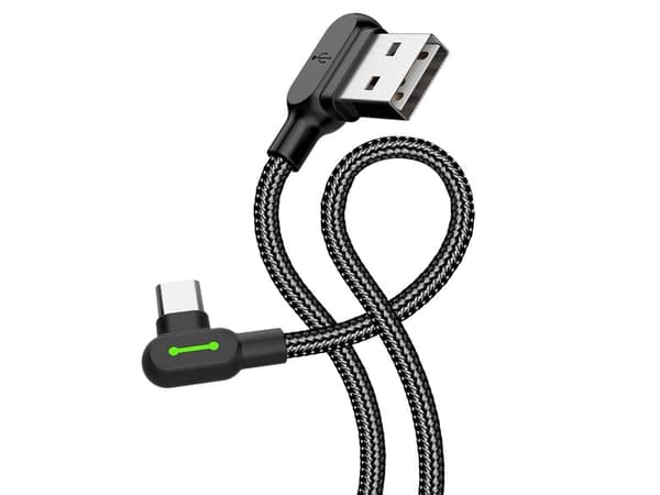 Mcdodo - USB-kabel - USB typ A (hane) vinklad 90°, vändbar till 24 pin USB-C (hane) vinklad - USB 3.0 - 1.8 m - svart
