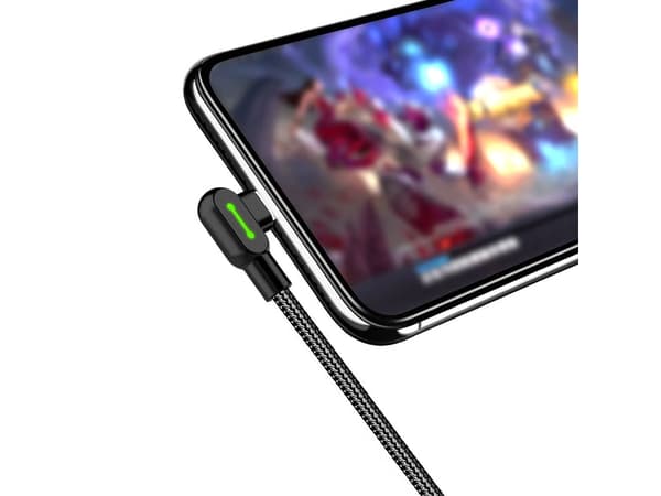 Mcdodo - USB-kabel - USB typ A (hane) vinklad 90°, vändbar till 24 pin USB-C (hane) vinklad - USB 3.0 - 1.8 m - svart