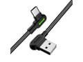 Miniatyrbild 2 av 5: Mcdodo - USB-kabel - USB typ A (hane) vinklad 90°, vändbar till 24 pin USB-C (hane) vinklad - USB 3.0 - 1.8 m - svart