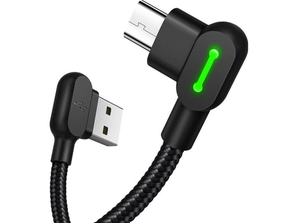 Mcdodo CA-5280 LED angle USB to Micro USB cable, 3m (black)