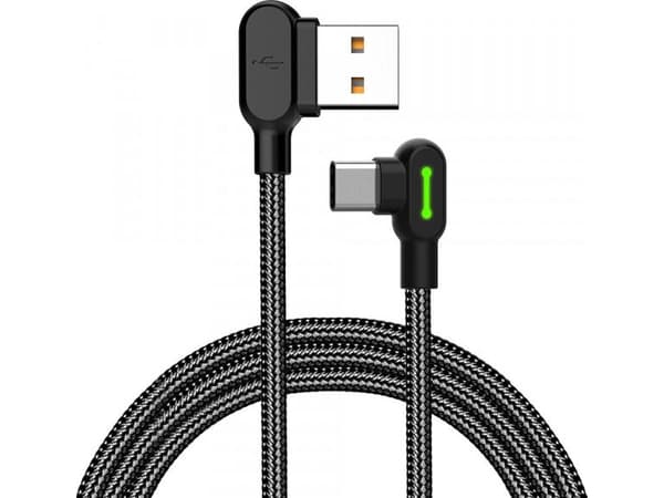USB-C:n ja USB-C:n välinen kulmakaapeli Mcdodo CA-5280 LED, 3m (musta)