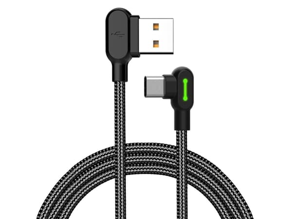 USB-C:n ja USB-C:n välinen kulmakaapeli Mcdodo CA-5280 LED, 3m (musta)