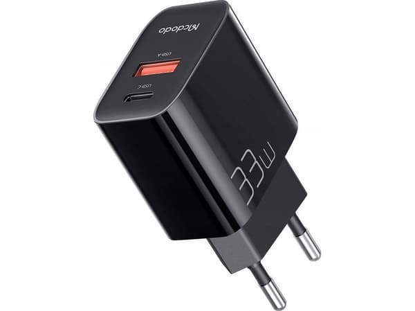 Mcdodo CH-0922 USB + USB-C vegglader, 33W + USB-C-kabel (svart)