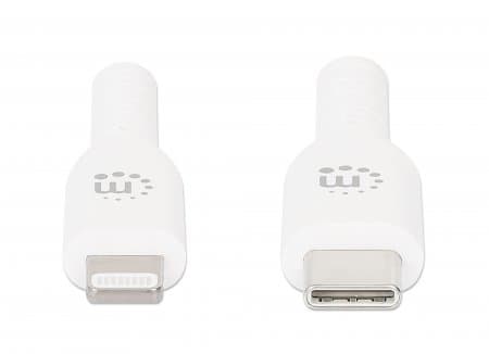 Manhattan 394505, Vit, USB C, Lightning, 0,5 m, Hankoppling, Hankoppling