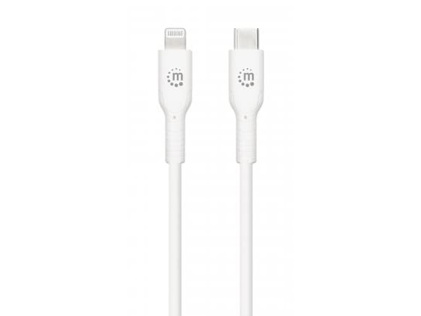Manhattan 394505, Vit, USB C, Lightning, 0,5 m, Hankoppling, Hankoppling