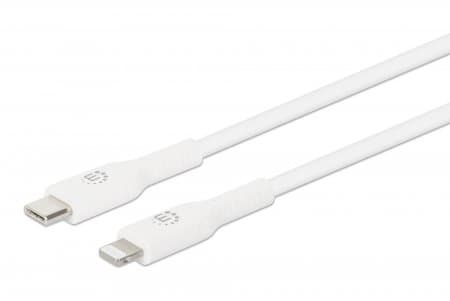 Manhattan 394505, Vit, USB C, Lightning, 0,5 m, Hankoppling, Hankoppling