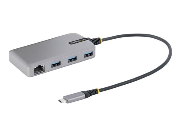 StarTech.com 3-porttinen USB-C-keskitin Ethernetillä, 3x USB-A-portit, Gigabit Ethernet, USB 3.0 5Gbps, väyläkäyttöinen, USB Type-C Hub w/GbE ja 1ft/