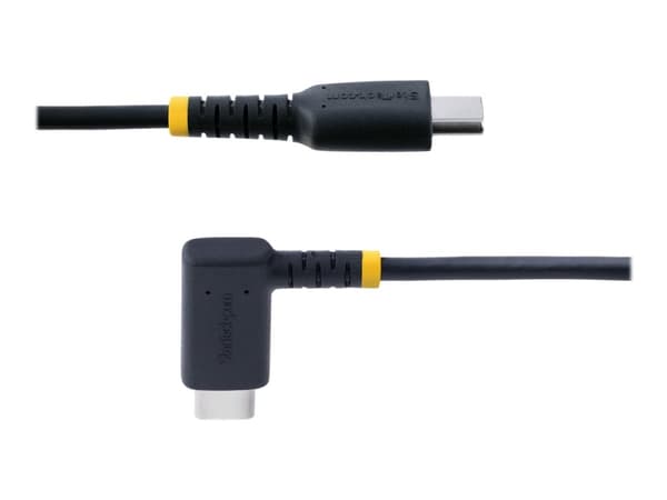 StarTech.com 6 fot (2m) USB C-ladekabel rettvinklet, 60W PD 3A, Heavy Duty Hurtiglading USB-C-kabel, USB 2.0 Type-C, slitesterk og robust aramidfiber
