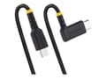 Miniatyrbilde 2 av 5: StarTech.com 6 fot (2m) USB C-ladekabel rettvinklet, 60W PD 3A, Heavy Duty Hurtiglading USB-C-kabel, USB 2.0 Type-C, slitesterk og robust aramidfiber