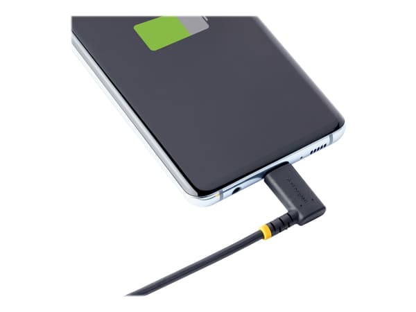 StarTech.com 1 fot (30 cm) USB C-ladekabel rettvinklet, 60W PD 3A, Heavy Duty Hurtiglading USB-C-kabel, USB 2.0 Type-C, slitesterk og robust aramidfi