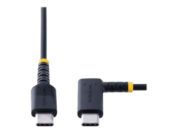 StarTech.com 1 fot (30 cm) USB C-ladekabel rettvinklet, 60W PD 3A, Heavy Duty Hurtiglading USB-C-kabel, USB 2.0 Type-C, slitesterk og robust aramidfi