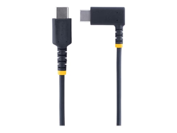 StarTech.com 1 fot (30 cm) USB C-ladekabel rettvinklet, 60W PD 3A, Heavy Duty Hurtiglading USB-C-kabel, USB 2.0 Type-C, slitesterk og robust aramidfi