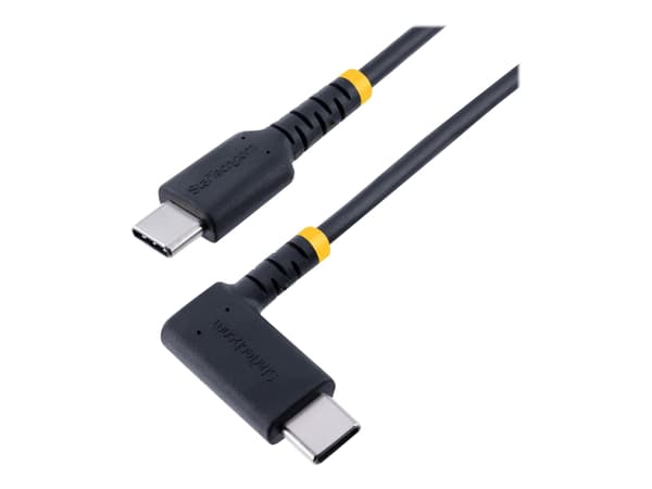StarTech.com 1 fot (30 cm) USB C-ladekabel rettvinklet, 60W PD 3A, Heavy Duty Hurtiglading USB-C-kabel, USB 2.0 Type-C, slitesterk og robust aramidfi