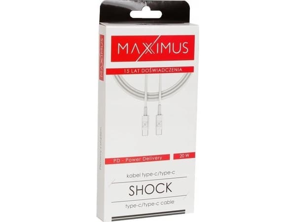 Kabel USB Maxximus CABLE MX SHOCK 20W PD C/C WHITE/BIAŁY