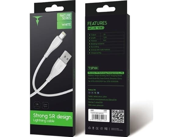 Kabel USB T-Phox USB-A - Lightning 1.2 m Czarny