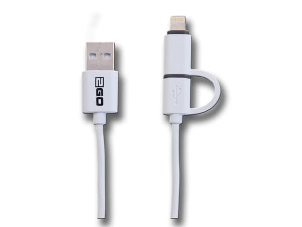 2GO 795637, 1 m, USB A, Micro-USB B/Lightning, Hvit