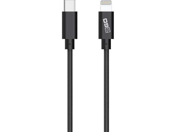 2GO 797162, 1 m, Lightning, USB C, Hankjønn, Hankjønn, Sort