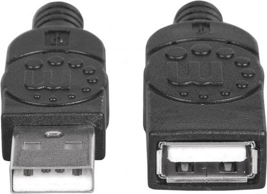 Manhattan 364898, 3 m, USB A, USB A, USB 2.0, 0,48 Gbit/s, Svart