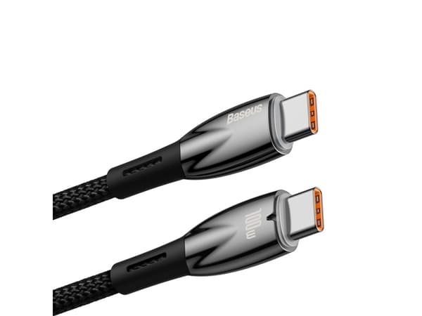 Baseus Glimmer, 2 m, USB C, USB C, 0,48 Gbit/s, Svart
