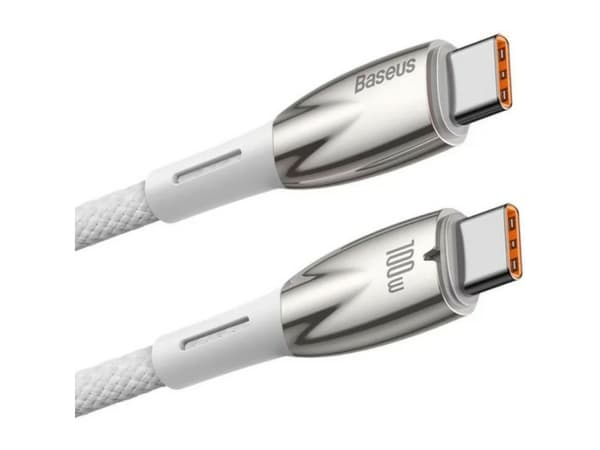 Baseus Glimmer, 2 m, USB C, USB C, 0,48 Gbit/s, Vit
