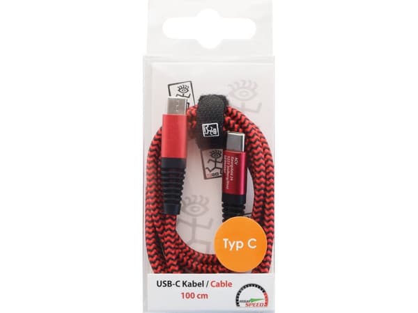 2GO 797195, 1 m, USB C, USB C, USB 3.2 Gen 1 (3.1 Gen 1), Rød
