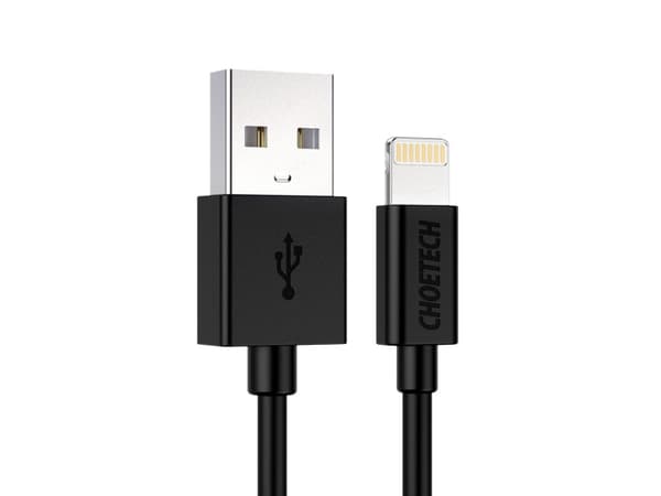 Choetech IP0027, 1,8 m, Lightning, USB A, Hankjønn, Hankjønn, Sort