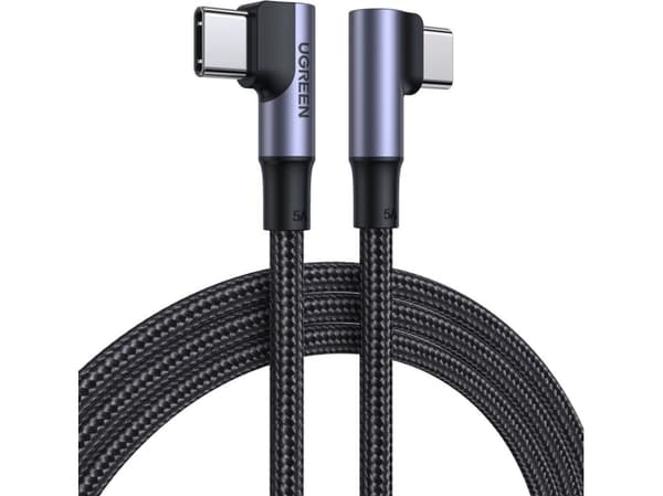 USB-C-USB-C-kaapeli, kulmikas UGREEN US335, 5A, 100W, 1m (musta)