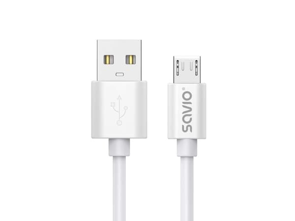 Savio USB cable 3 m USB 2.0 USB A - Micro USB White CL-167, 3 m, USB A, Micro-USB A, USB 2.0, Vit