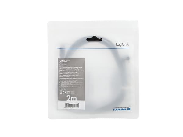 LogiLink CU0191, 2 m, USB C, USB C, USB 2.0, 0,48 Gbit/s, Svart